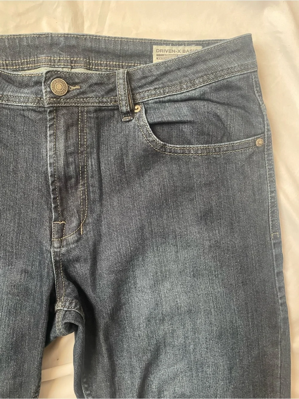 Dark Blue Jeans Straight Leg Denim - Faded Wash Vintage and Comfortable